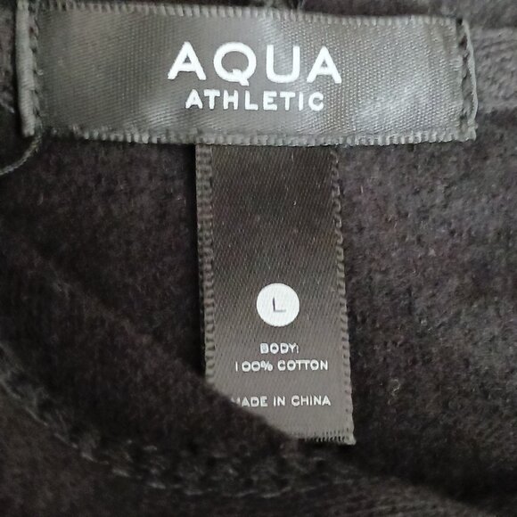 NWT AQUA Athletic Star Sleeve Pullover Hooded Sweatshirt Black Size L - Picture 9 of 13